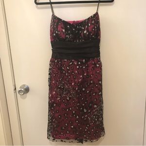Glittery leopard print sheer overlay, Pink dress